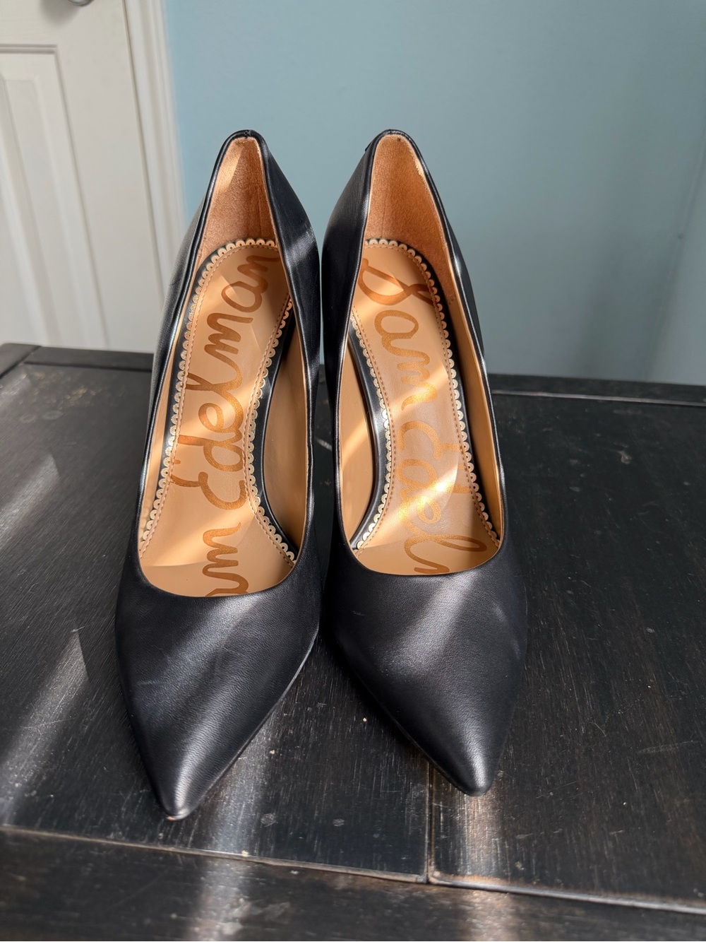 NWOT Sam Edelman Hazel Black Pointed Toe Leather Pumps